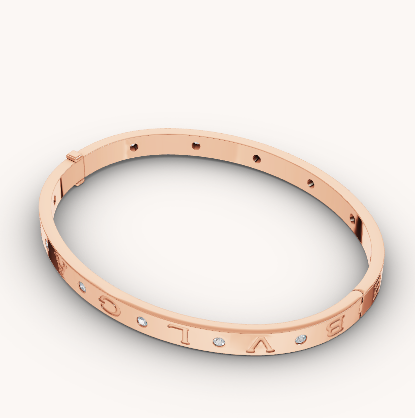 [⭐Clover Jewelry]ZERO 1 PINK GOLD 12 DIAMONDS BRACELET