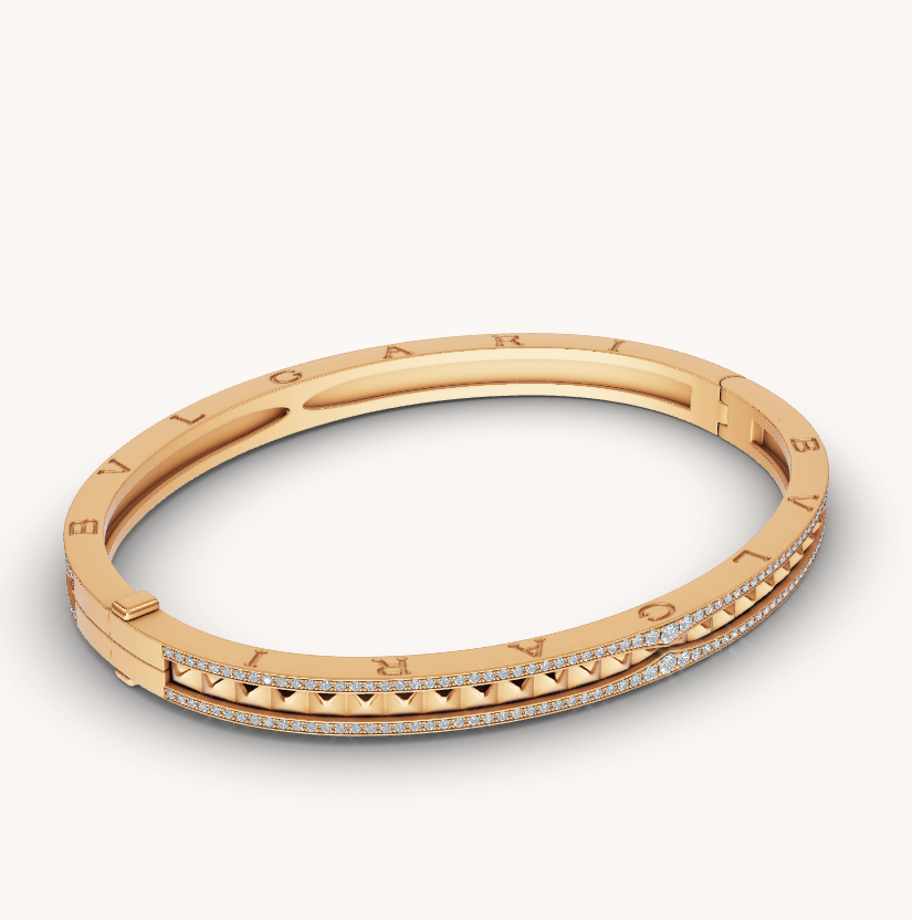 [⭐Clover Jewelry]ZERO 1 SPIRAL AND PAVED DIAMOND GOLD BRACELET