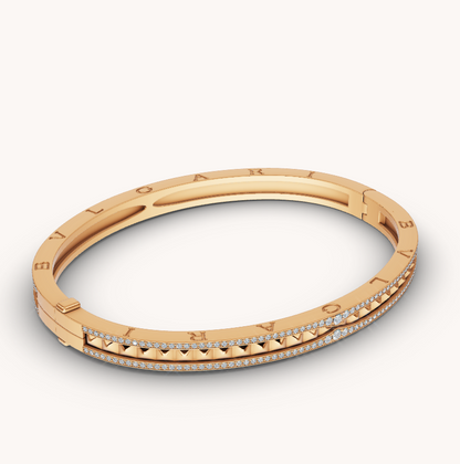 [⭐Clover Jewelry]ZERO 1 SPIRAL AND PAVED DIAMOND GOLD BRACELET