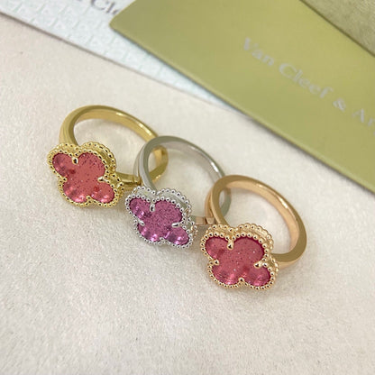 [⭐Clover Jewelry]NEW ROSE QUARTZ FOUR-LEAF CLOVER RING