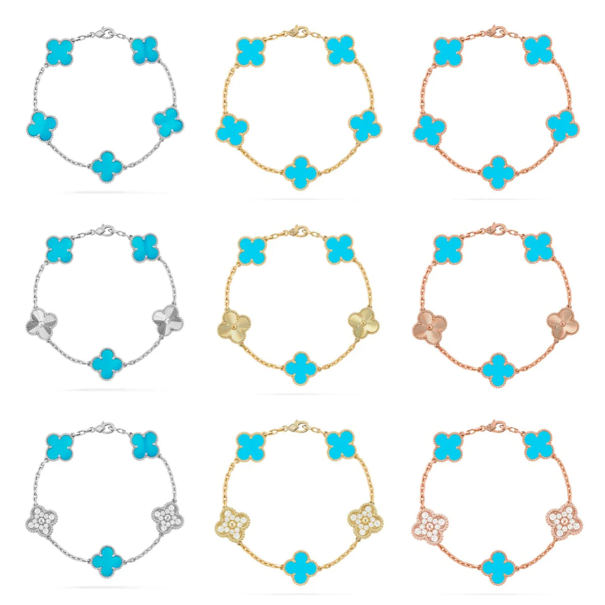 [⭐Clover Jewelry] CLOVER 5 MOTIF TURQUOISE BRACELET COLLECTION