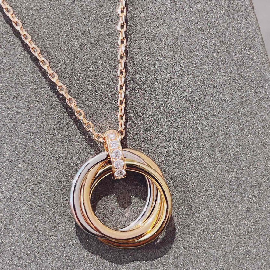 [⭐Clover Jewelry]TRINITY NECKLACE GOLD  DIAMONDS