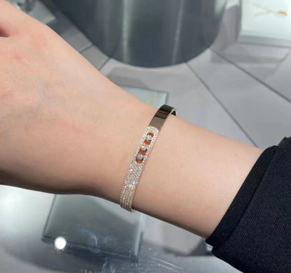 [⭐Clover Jewelry]Move Noa Rose Gold Pavé Diamond Bangle Bracelet