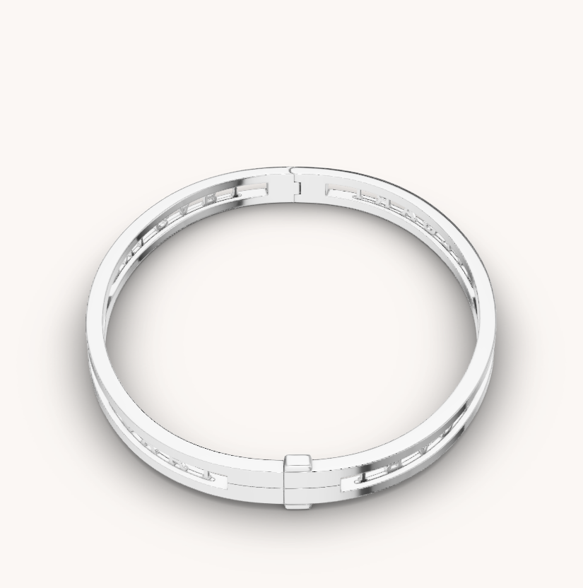 [⭐Clover Jewelry]ZERO 1 SPIRAL LOGO SILVER BRACELET