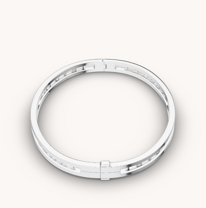 [⭐Clover Jewelry]ZERO 1 SPIRAL LOGO SILVER BRACELET