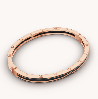 [⭐Clover Jewelry]ZERO 1 PINK GOLD WITH MATTE BLACK CERAMIC BRACELET