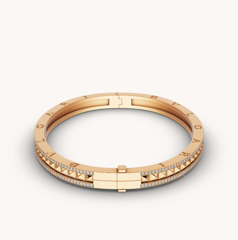 [⭐Clover Jewelry]ZERO 1 SPIRAL AND PAVED DIAMOND GOLD BRACELET
