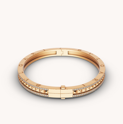 [⭐Clover Jewelry]ZERO 1 SPIRAL AND PAVED DIAMOND GOLD BRACELET