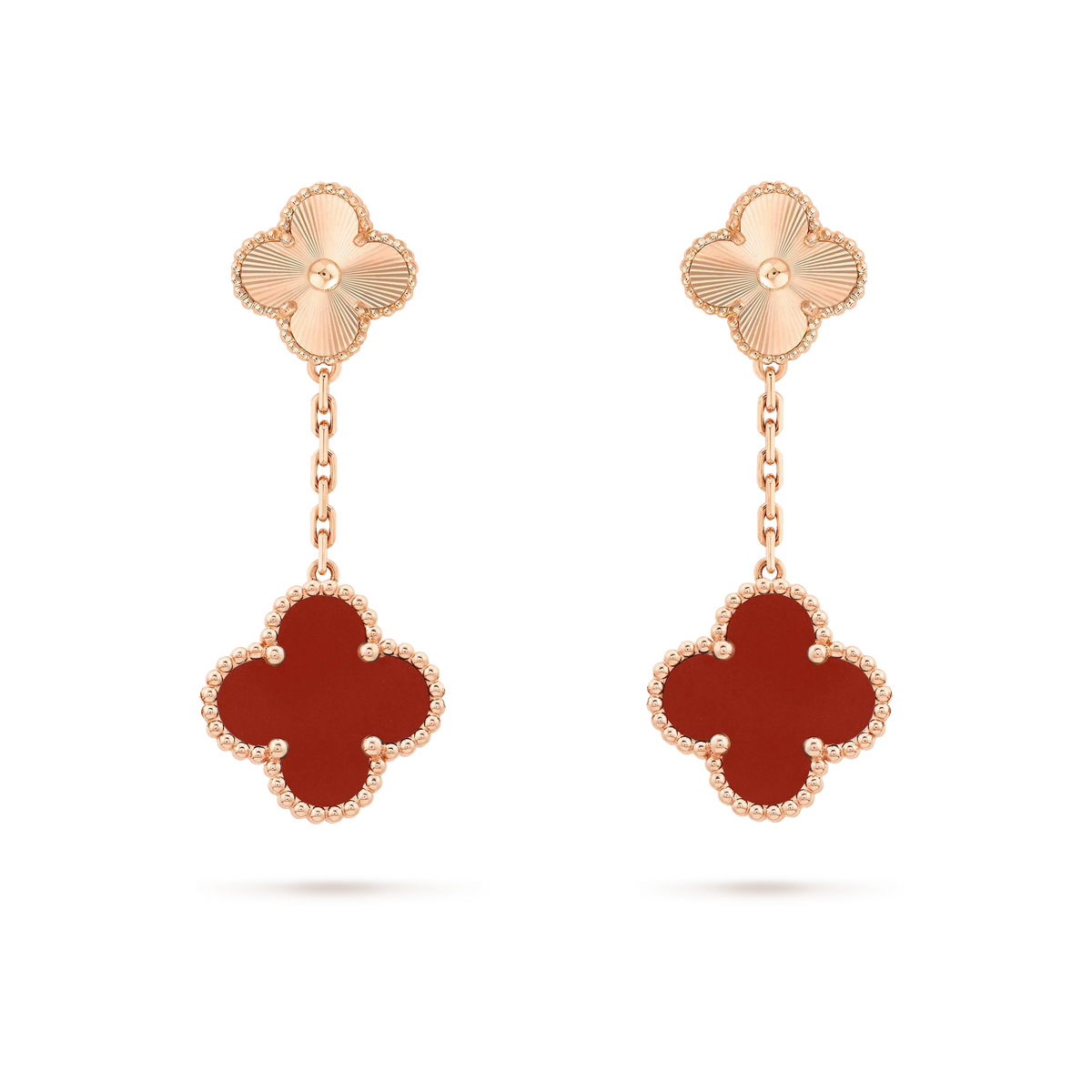 [⭐Clover Jewelry]CLOVER 2 MOTIF  LASER CARNELIAN EARRINGS