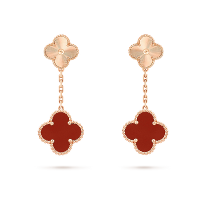 [⭐Clover Jewelry]CLOVER 2 MOTIF  LASER CARNELIAN EARRINGS
