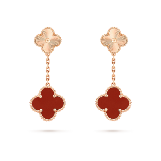 [⭐Clover Jewelry]CLOVER 2 MOTIF  LASER CARNELIAN EARRINGS