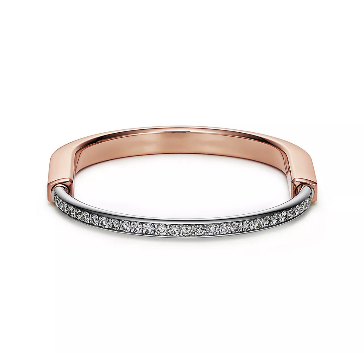 [Clover Jewelry]LOCK BRACELET ROSE AND WHITE GOLD DIAMOND