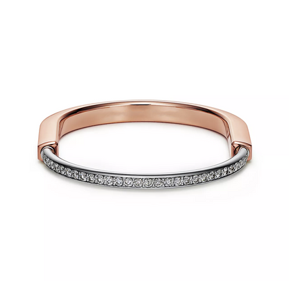 [Clover Jewelry]LOCK BRACELET ROSE AND WHITE GOLD DIAMOND