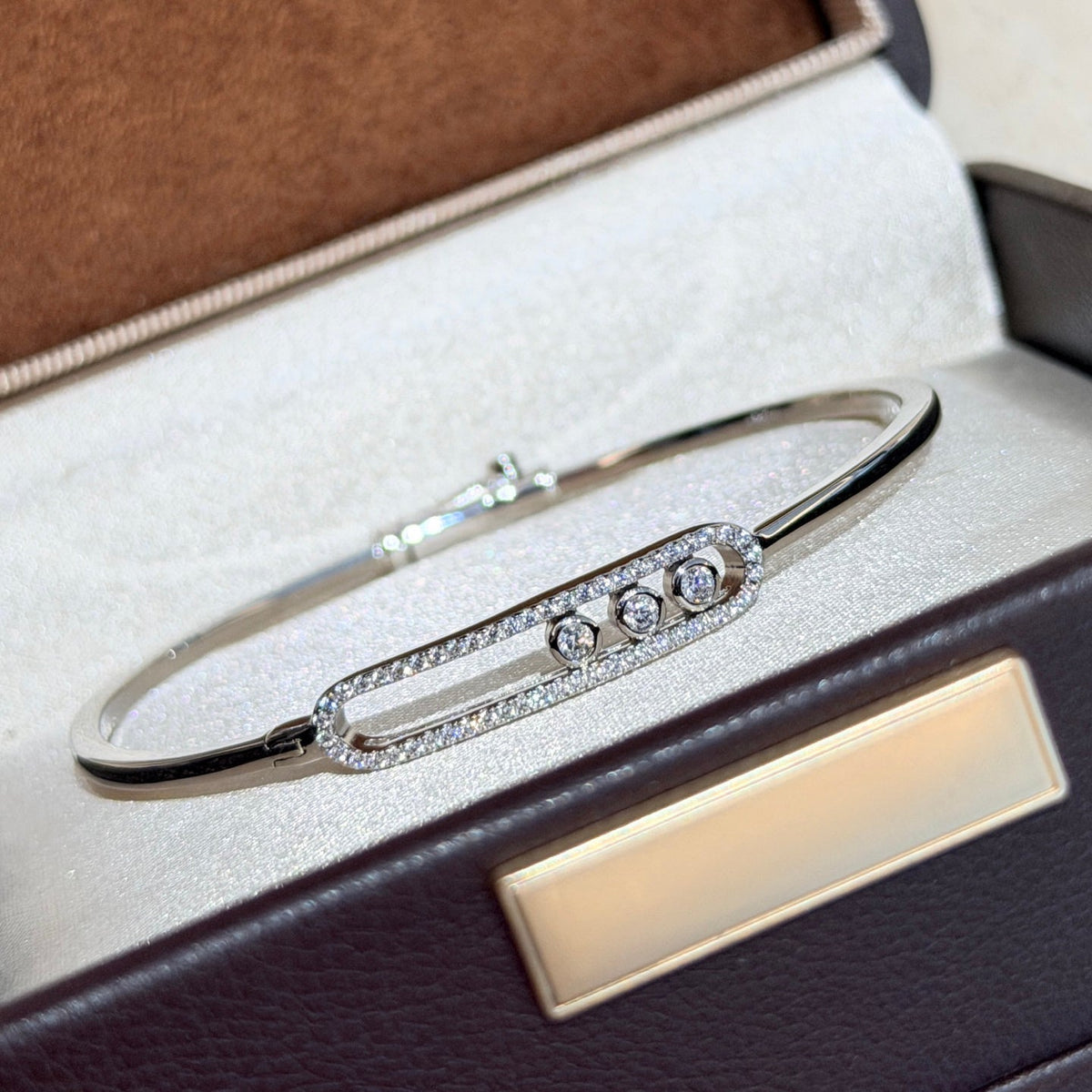 [⭐Clover Jewelry]Move Pavé Diamond Bangle Bracelet M