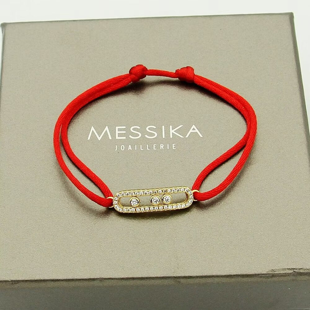 [⭐Clover Jewelry]Messika Care(s) pink cord pavé bracelet
