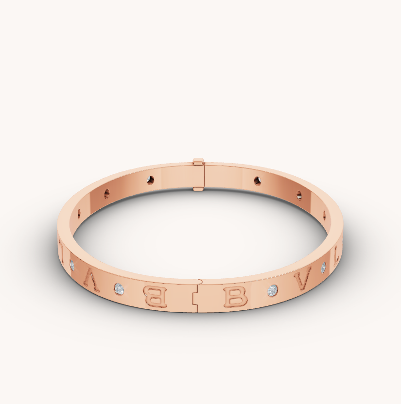 [⭐Clover Jewelry]ZERO 1 PINK GOLD 12 DIAMONDS BRACELET