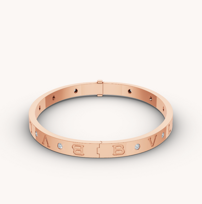 [⭐Clover Jewelry]ZERO 1 PINK GOLD 12 DIAMONDS BRACELET