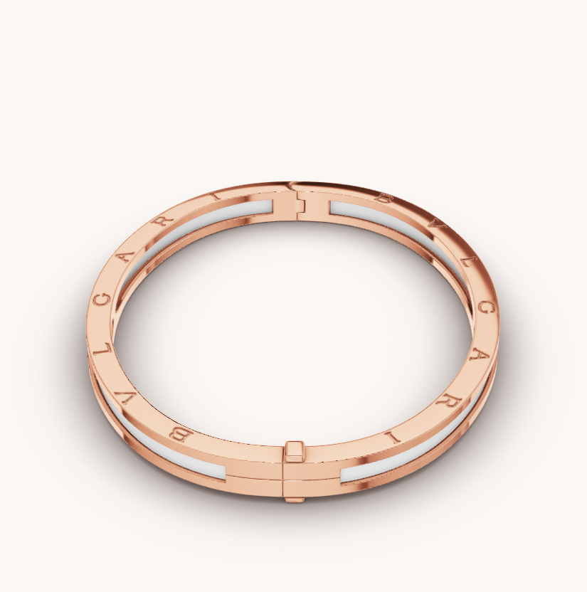 [⭐Clover Jewelry]ZERO 1 PINK GOLD WITH WHITE CERAMIC BRACELET