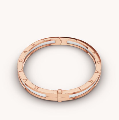 [⭐Clover Jewelry]ZERO 1 PINK GOLD WITH WHITE CERAMIC BRACELET