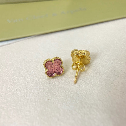[⭐Clover Jewelry]2026 NEW MINI CLOVER 1 MOTIF  BUBBLE PINK ENAMEL