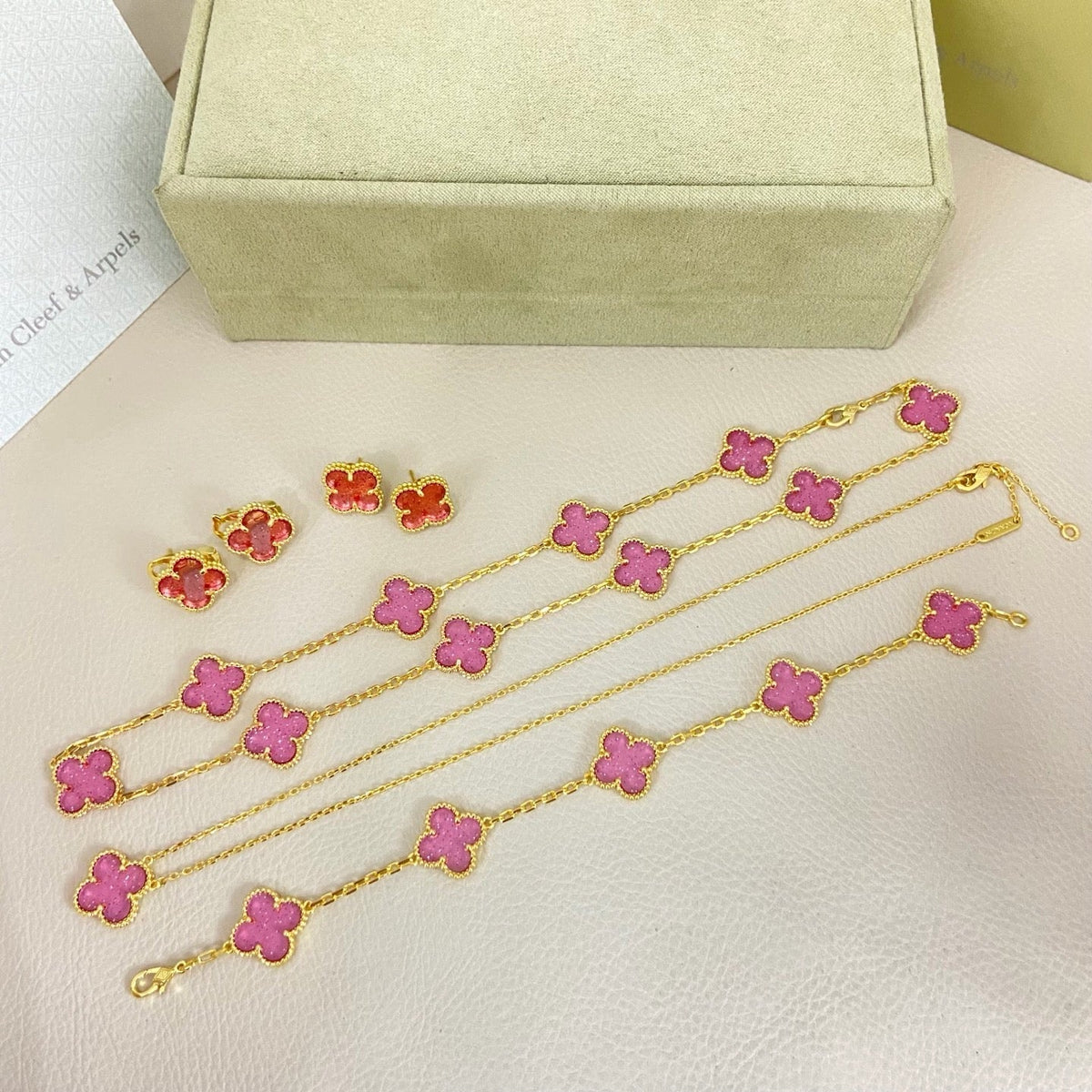 [⭐Clover Jewelry]CLOVER 10 MOTIFS  NEW BUBBLE PINK ENAMEL