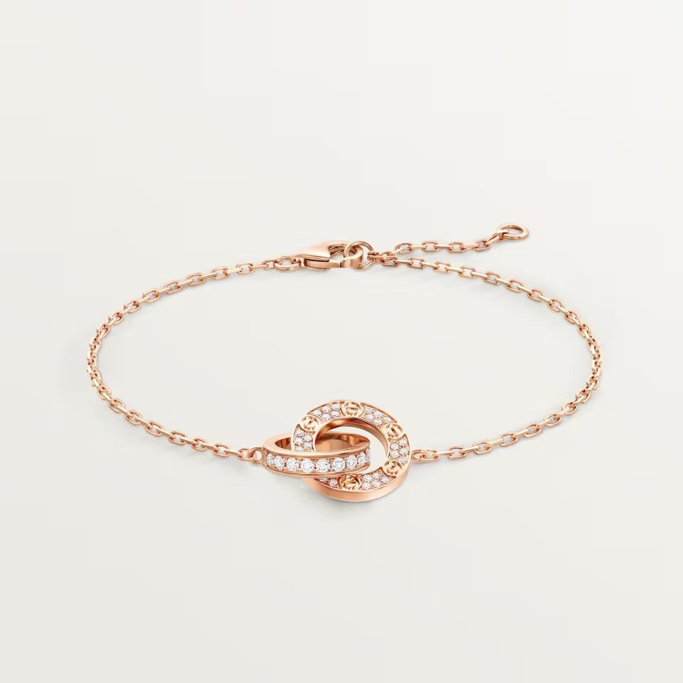 [⭐Clover Jewelry]LOVE DOUBLE RING FULL DIAMOND BRACELET