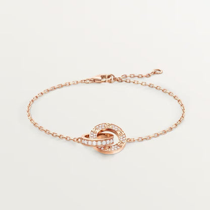 [⭐Clover Jewelry]LOVE DOUBLE RING FULL DIAMOND BRACELET