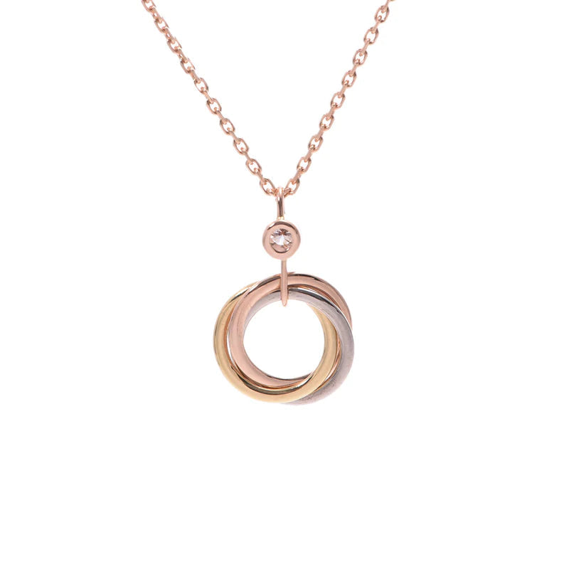 [⭐Clover Jewelry]TRINITY SILVER GOLD PINK GOLD NECKLACE