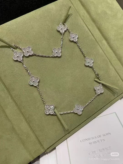 [⭐Clover Jewelry]CLOVER 10 MOTIFS  FULL DIAMOND NECKLACE