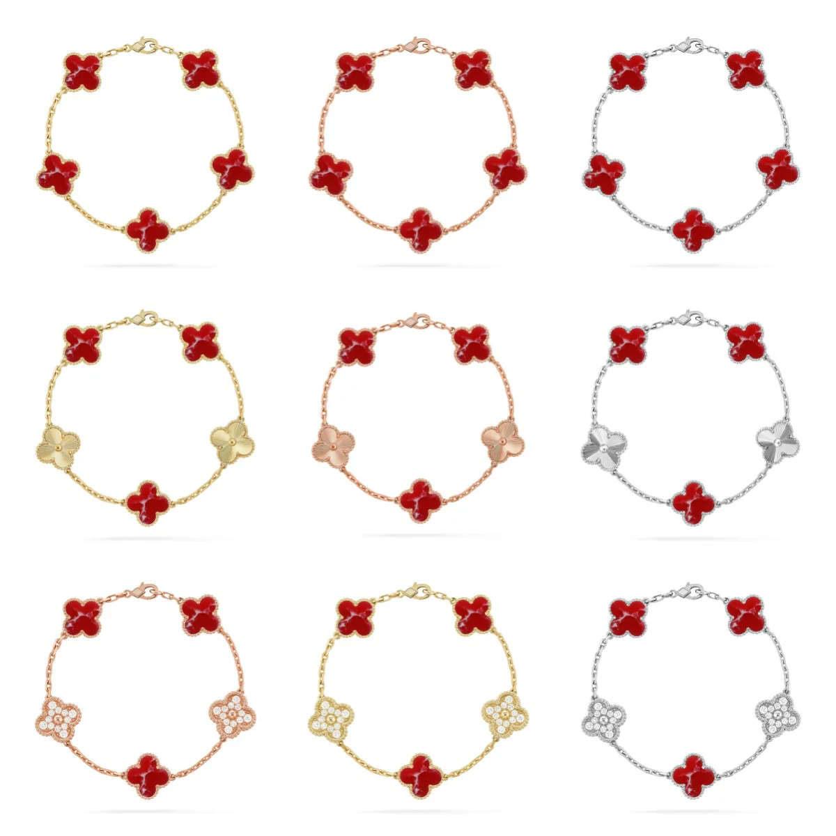 [⭐Clover Jewelry]CLOVER 5 MOTIF RED PATTERN BRACELET COLLECTION