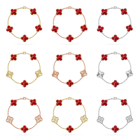 [⭐Clover Jewelry]CLOVER 5 MOTIF RED PATTERN BRACELET COLLECTION