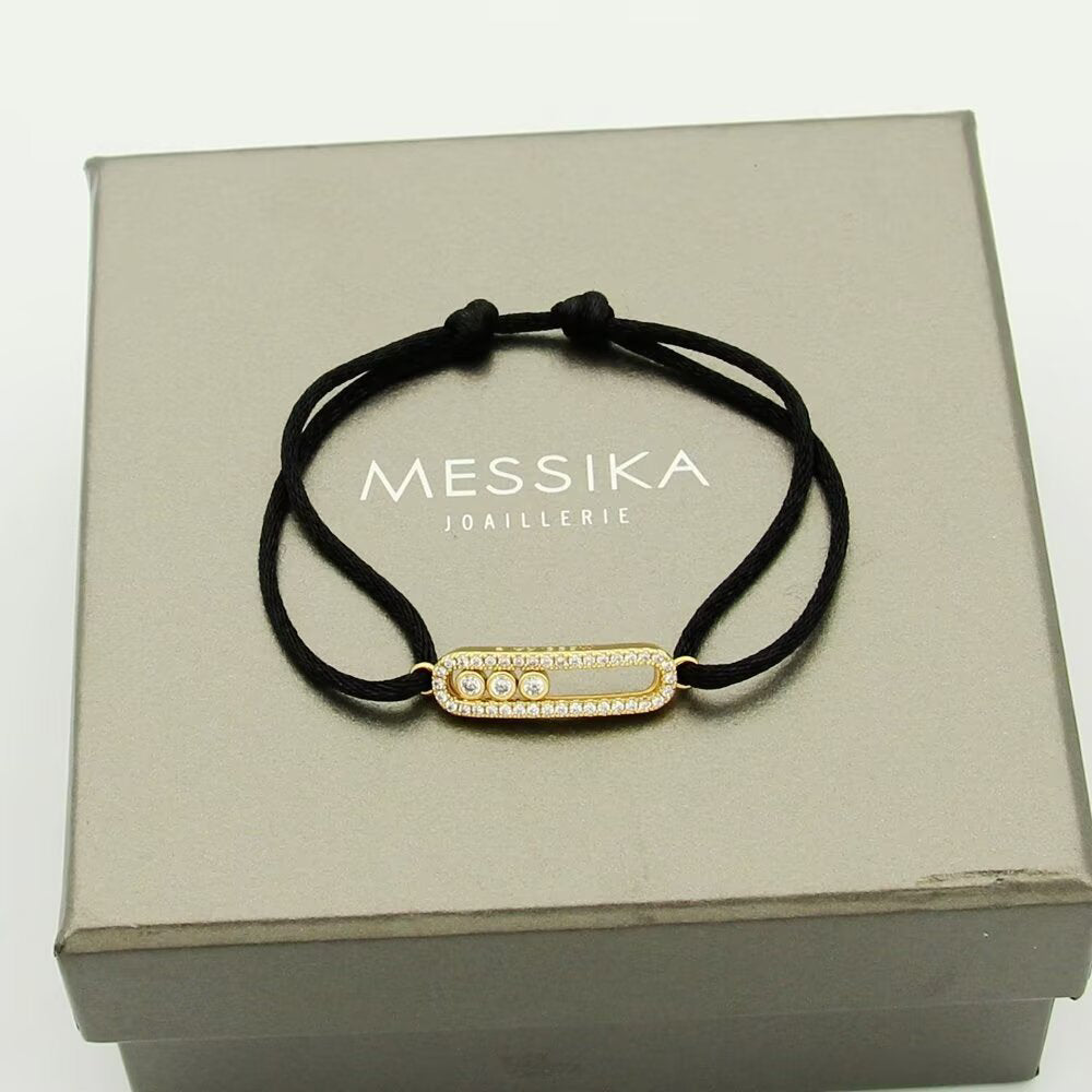 [⭐Clover Jewelry]Messika Care(s) pink cord pavé bracelet