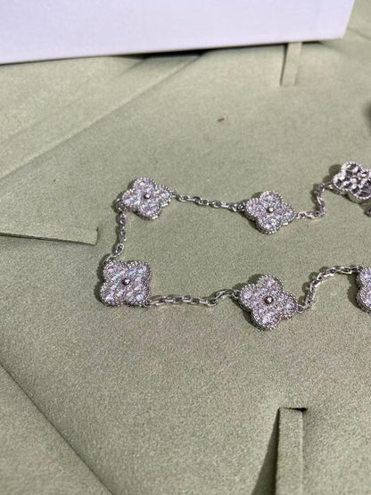 [⭐Clover Jewelry]CLOVER 10 MOTIFS  FULL DIAMOND NECKLACE