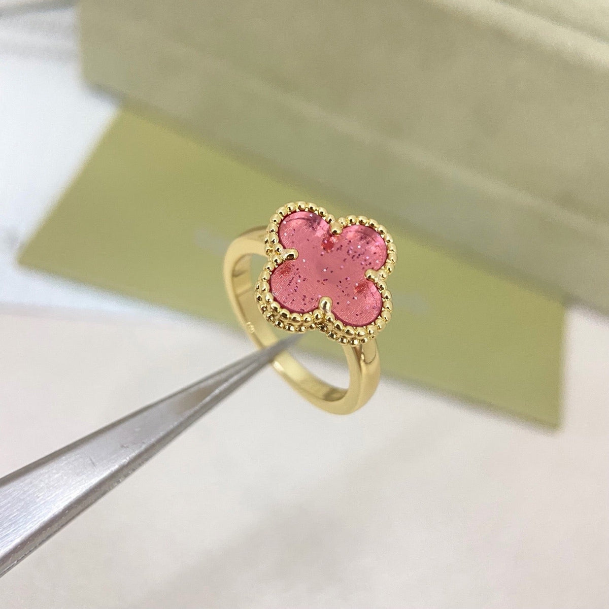 [⭐Clover Jewelry]NEW ROSE QUARTZ FOUR-LEAF CLOVER RING