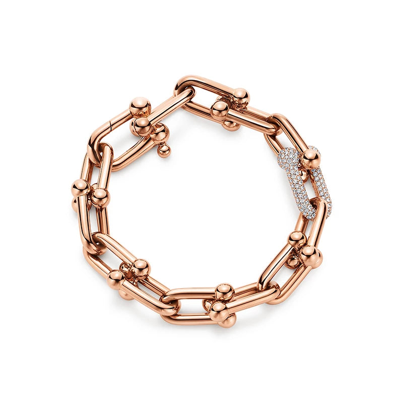 [Clover Jewelry]HARDWEAR BRACELET PINK GOLD AND SILVER DIAMOND