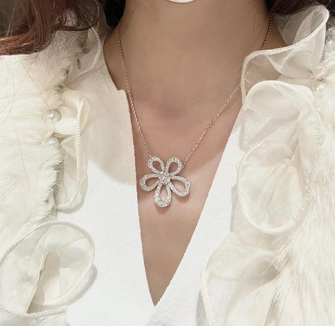 [⭐Clover Jewelry]FLOWERLACE NECKLACE FULL DIAMONDS
