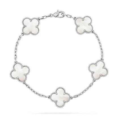 [⭐Clover Jewelry]CLOVER WHITE PEARL MOP 5 MOTIF BRACELET COLLECTION