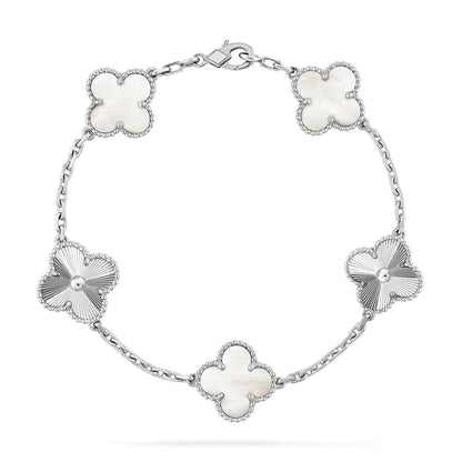 [⭐Clover Jewelry]CLOVER WHITE PEARL MOP 5 MOTIF BRACELET COLLECTION