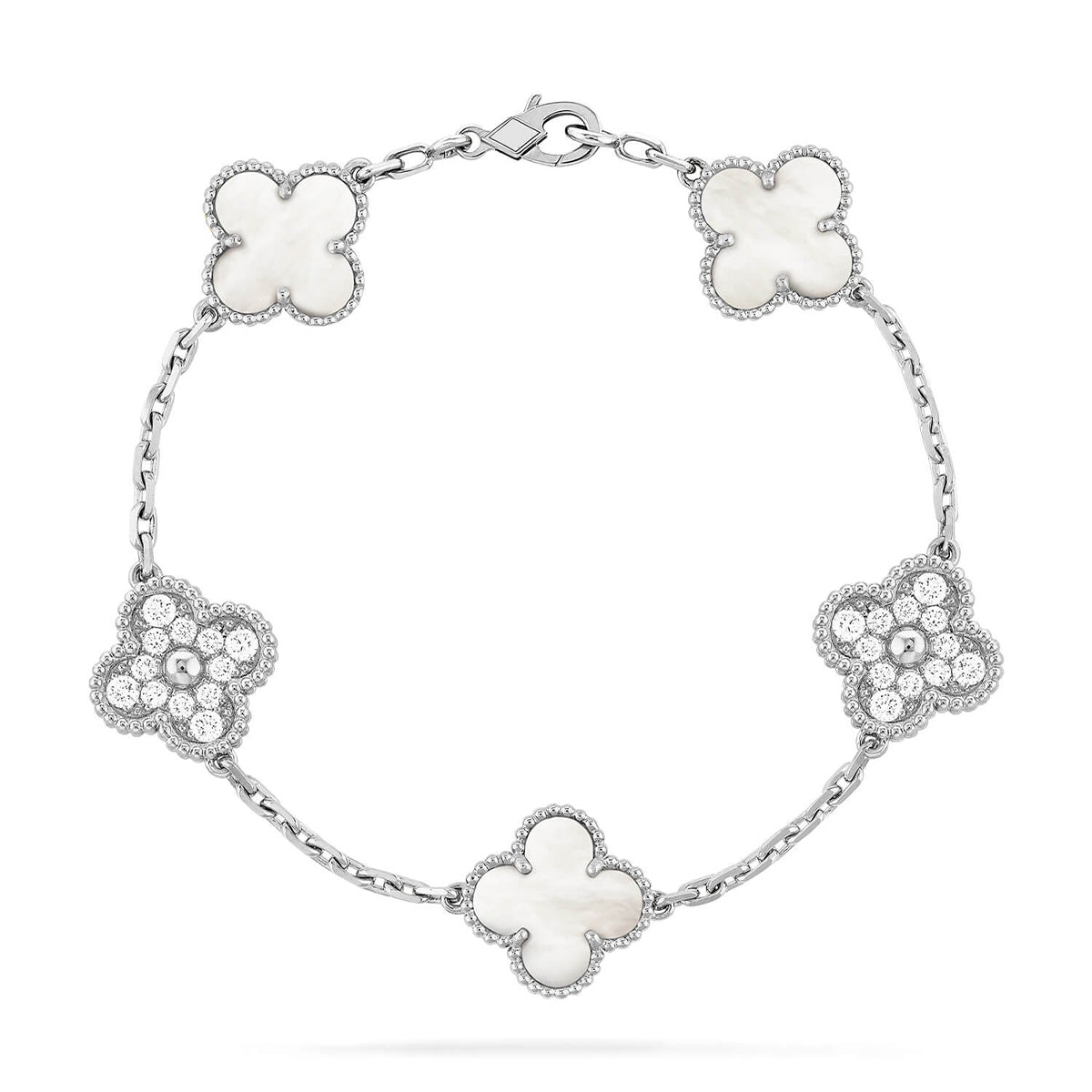 [⭐Clover Jewelry]CLOVER WHITE PEARL MOP 5 MOTIF BRACELET COLLECTION