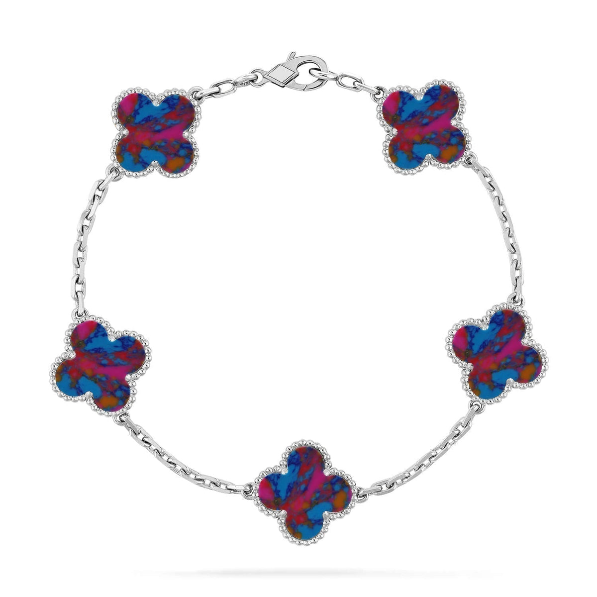 [⭐Clover Jewelry]CLOVER 5 MOTIF COLOR GEMSTONES BRACELET COLLECTION