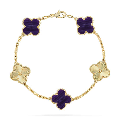 [⭐Clover Jewelry]CLOVER 5 MOTIF PURPLE STRIPES BRACELET COLLECTION