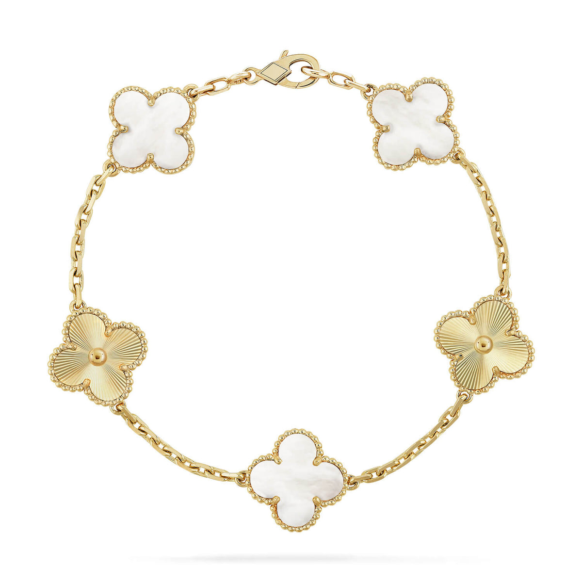 [⭐Clover Jewelry]CLOVER WHITE PEARL MOP 5 MOTIF BRACELET COLLECTION