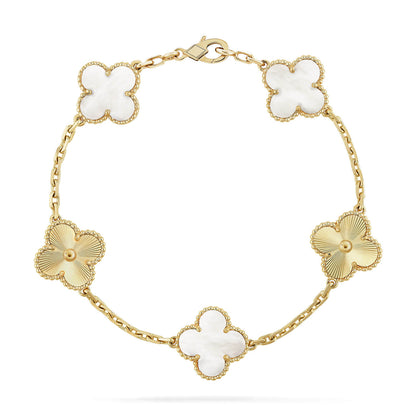 [⭐Clover Jewelry]CLOVER WHITE PEARL MOP 5 MOTIF BRACELET COLLECTION