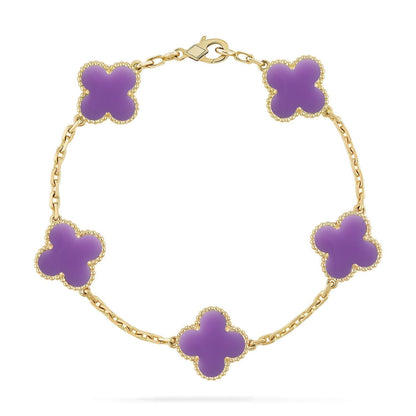 [⭐Clover Jewelry]CLOVER 5 MOTIF LIGHT PURPLE BRACELET COLLECTION