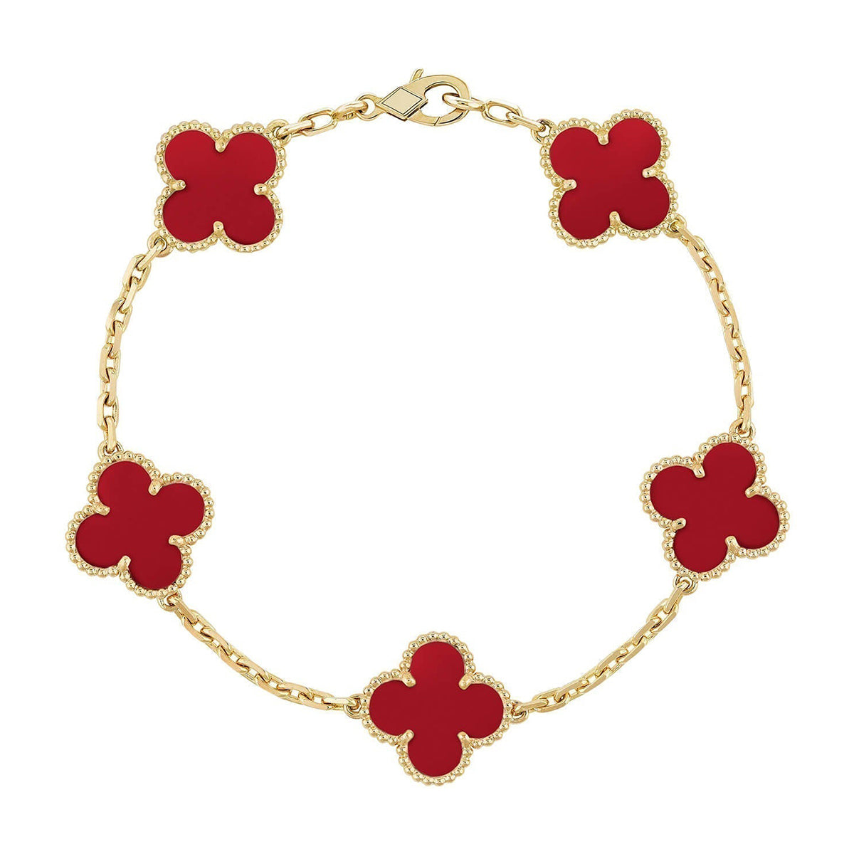 [⭐Clover Jewelry] CLOVER 5 MOTIF RED CORNELIAN BRACELET COLLECTION
