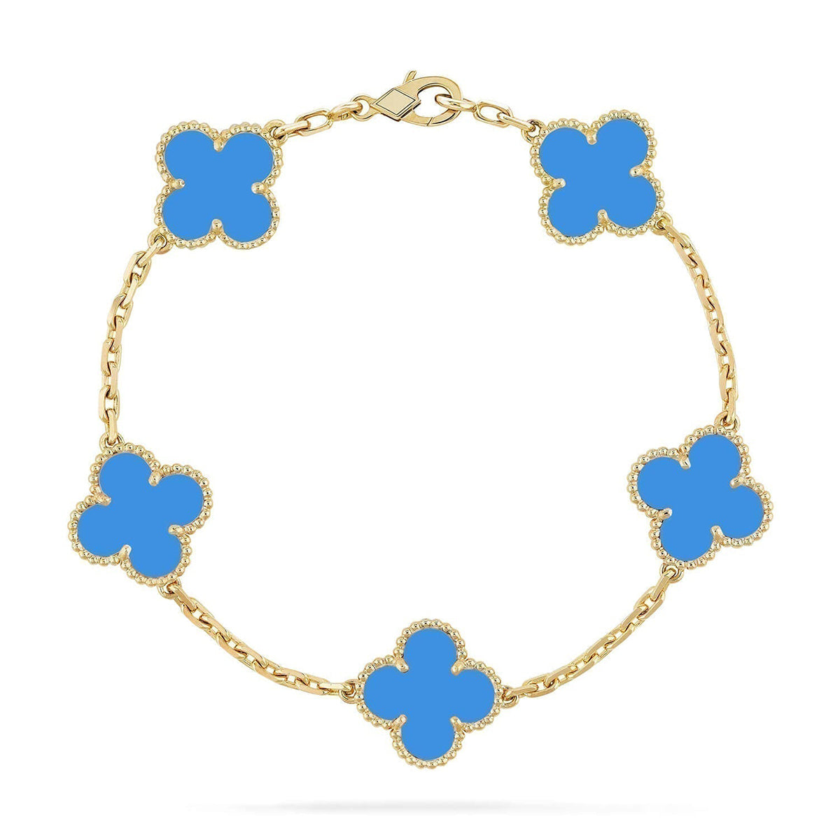 [⭐Clover Jewelry] CLOVER 5 MOTIF BLUE AGATE BRACELET COLLECTION