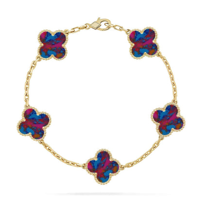 [⭐Clover Jewelry]CLOVER 5 MOTIF COLOR GEMSTONES BRACELET COLLECTION