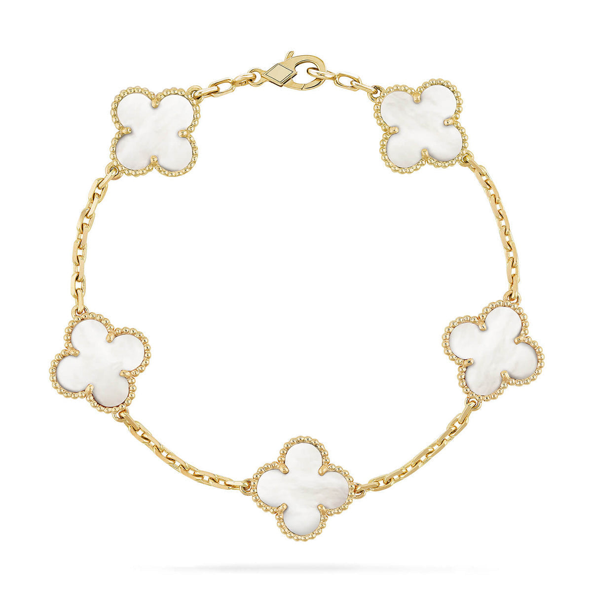 [⭐Clover Jewelry]CLOVER WHITE PEARL MOP 5 MOTIF BRACELET COLLECTION
