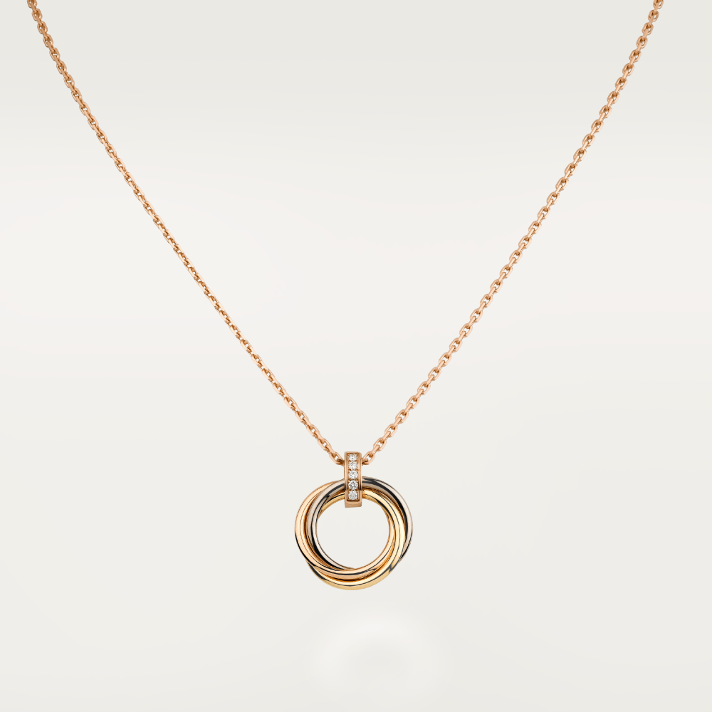 [⭐Clover Jewelry]TRINITY NECKLACE GOLD  DIAMONDS