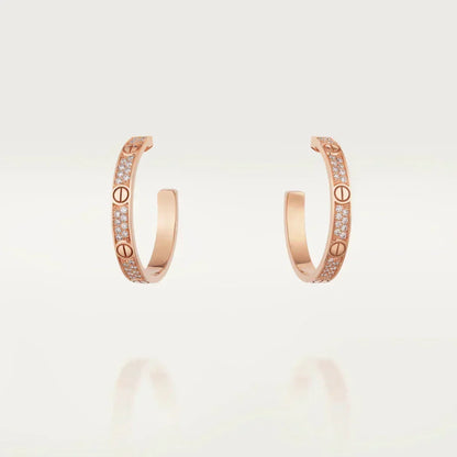[⭐Clover Jewelry]LOVE DIAMOND PINK GOLD HOOP EARRINGS